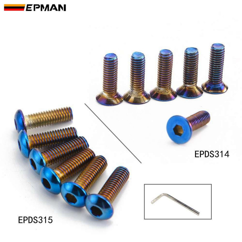 Epman 6 St Bränd Titanium Neochrome Rostfri Styrning Hjul Bult Skruva Styrning Hjul Bolts Skruva M5 X 20mm Epds314