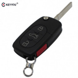 Keyyou 4 Knappar Avlägsen Flip Hopfällbar Nyckel Skal Fall Keyless Fob För Audi A4 A6 A8 Tt Quattro S4 S6 S8