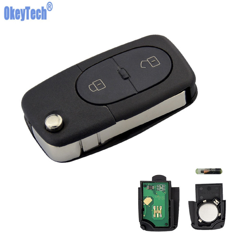 Okeytech För Audi A3 A4 A6 A8 B6 Avlägsen Bil Nyckel 2 Knapp No31 Hu66 Switch Flip Hopfällbar Blad 433mhz Id48