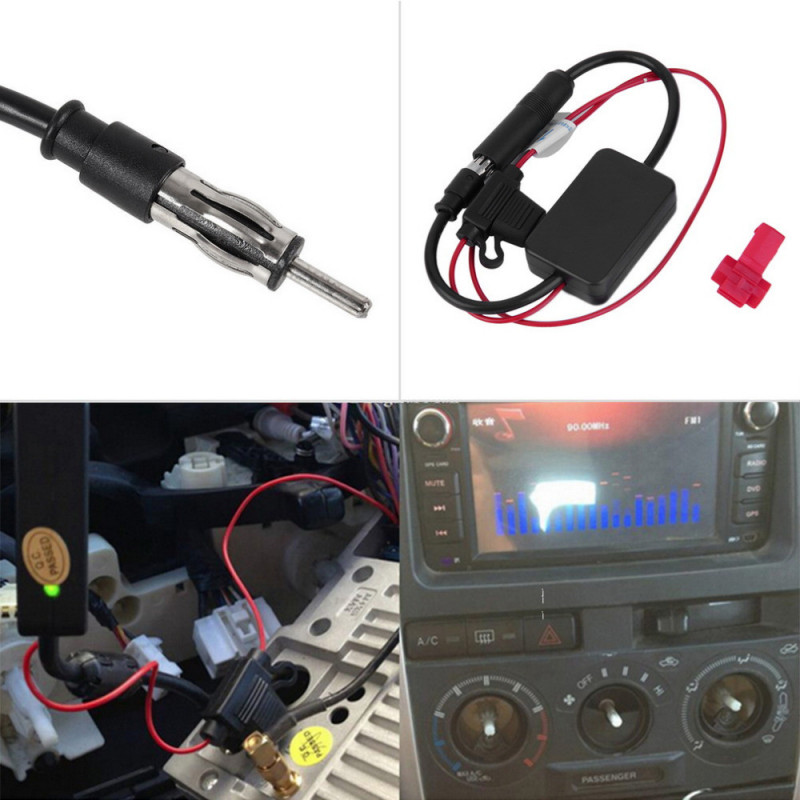 Svart 12v Bil Bil Radio Signal Förstärkare Ant208 Bil Fm Antenn Booster