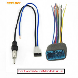 Feeldo 1set Bil Audio Stereo Huvud Enhet Sele Med Radio Antenn Adapter Kabel För Honda Acura Mazda Suzuki Fd1577