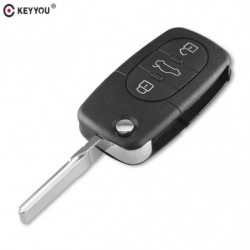 Keyyou Ersättning 3 Knappar Flip Bil Nyckel Fall Skal Fob För Audi Tt A4 A6 A8 Quattro Med Blad Cr1620