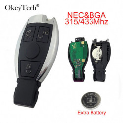 Okeytech 3 Knapp 315 433mhz Nec Och Bga Smart Avlägsen Bil Nyckel För Mercedes Benz 2000 Byta Ut Keyless Nödsituation