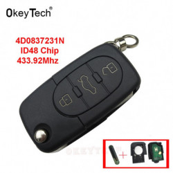 Okeytech För Audi A2 A3 A4 A6 A8 Tt 20022004 Avlägsen Kontrollera Nyckel 3 Knapp 433mhz 4d0837231n Id48 Chip