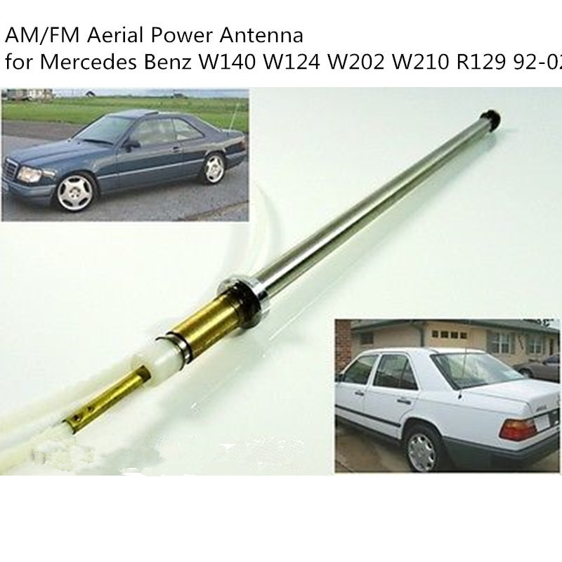 Carchet Bil Kraft Antenn Mast Rostfri Stål Sladd Am Fm Antenn Kraft Antenn För Mercedes Benz W140 W124 W202