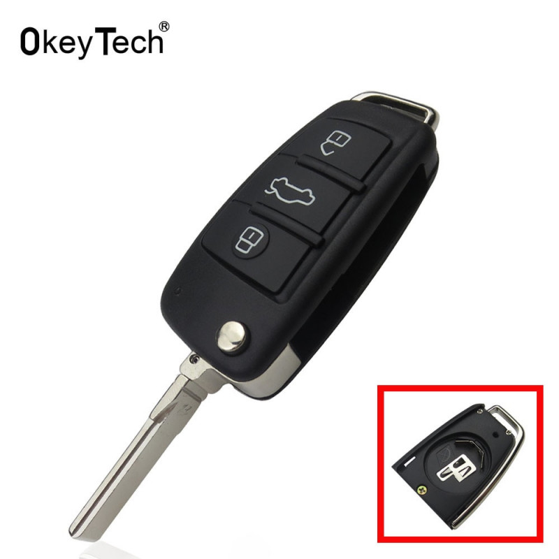 Okeytech 3 Knappar Filp Hopfällbar Bil Bil Nyckel Avlägsen Fall Skal Oklippt Blad För Audi A6 A2 A3 A4 A6l A8