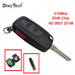 Okeytech För Audi Avlägsen Nyckel Flip Hopfällbar 315mhz Id48 Chip 4d0837231m För Audi A4 A6 A8 Tt 3 1 4 Knapp