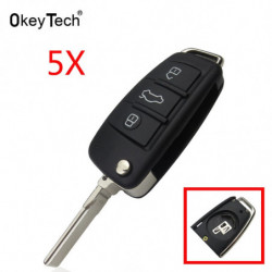 Okeytech 5pcs Massa 3 Knapp Hopfällbar Flip Avlägsen Nyckel Skal Fall Fob För Audi A6l Q7 A2 A3 A4 A6 A6l A8