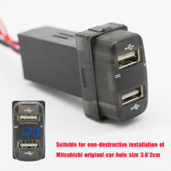 12v För Mitsubishi Loseless Montera Dubbel Usb Bil Laddare Volt Meter Led Usb Bil Laddare Kraft Adapter Uttag