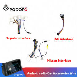 Podofo Android Radio Bil Tillbehör Tråd Ledningar Sele Adapter Connector Plugg Universell Kabel För Fokus Kia