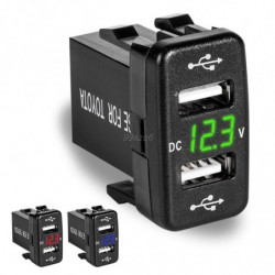 Dc 12v Usb Uttag Laddare Spänning Meter Volt Cigarett Lättare 2 Hamn Kraft Adapter Laddare Gränssnitt För