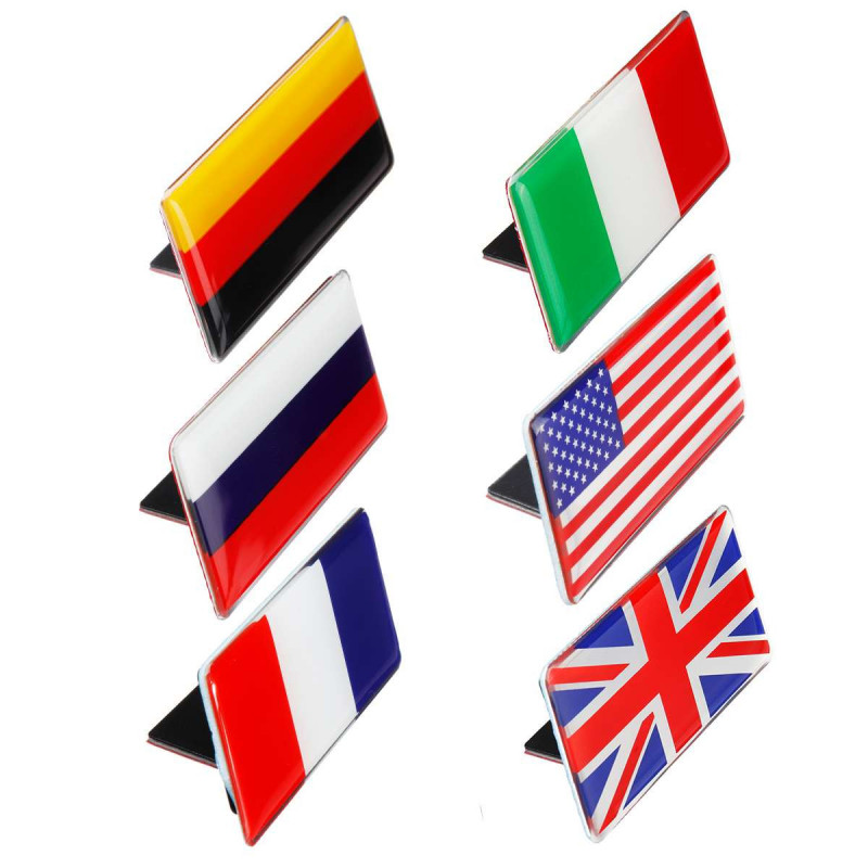 Storbritannien Tysk Frankrike Australien Amerika Bil Flagga Sticker Aluminium Flagga Grill Emblem Bricka För Vw