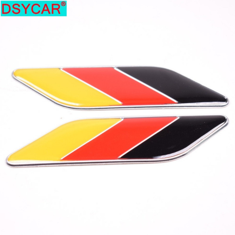 Dsycar 2pcs Par 3d Metall Tysk Flagga Bil Kropp Sida Fender Bak Trunk Emblem Bricka För Volkswagen Audi Bmw Mercedes