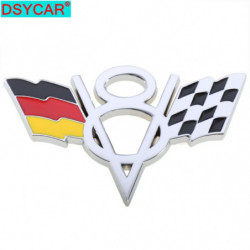 Dsycar 3d Metall V8 Motor Förflyttning Logotyp Tyskland Flagga Och Tävlings Flagga Bil Emblem Bricka För Tyskland