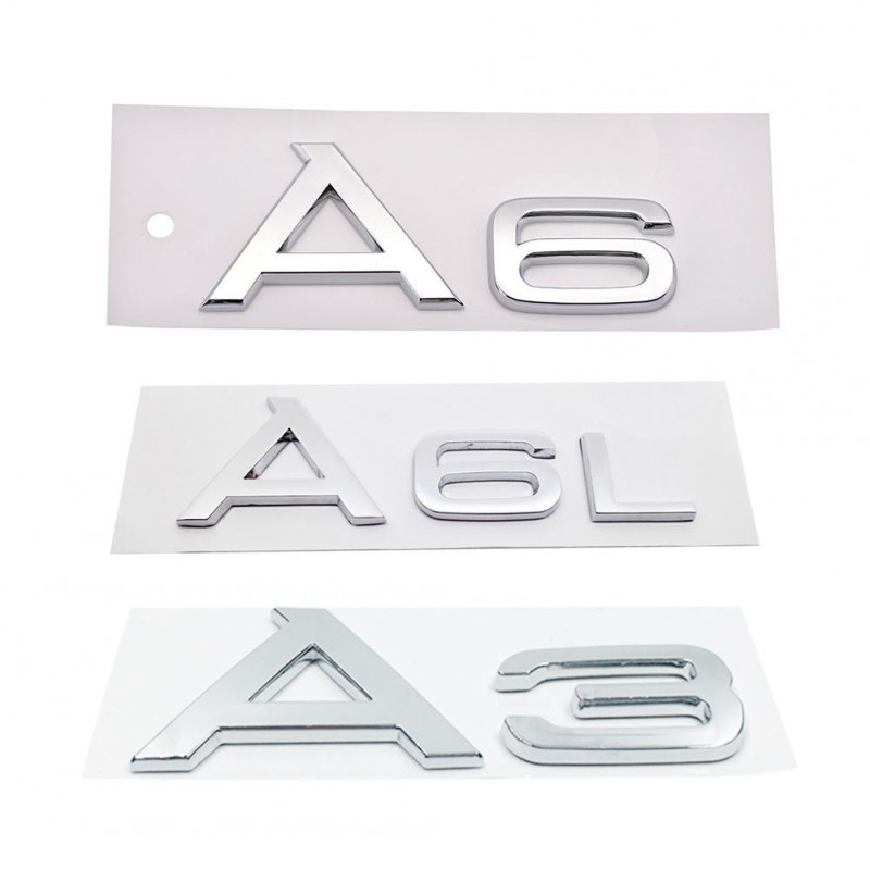 Bil Sticker För Audi A3 A6 A6l Bilstyling 3d Metall Silver Bak Trunk Brev Grill Huvud Dekal Krom Bricka Emblem