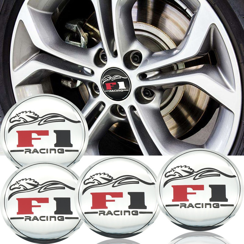 4pack 56mm F1 Tävlings Logotyp Bil Däck Hjul Centrum Nav Keps Hubcap Sticker För Alfa Romeo Nissan Vadställe