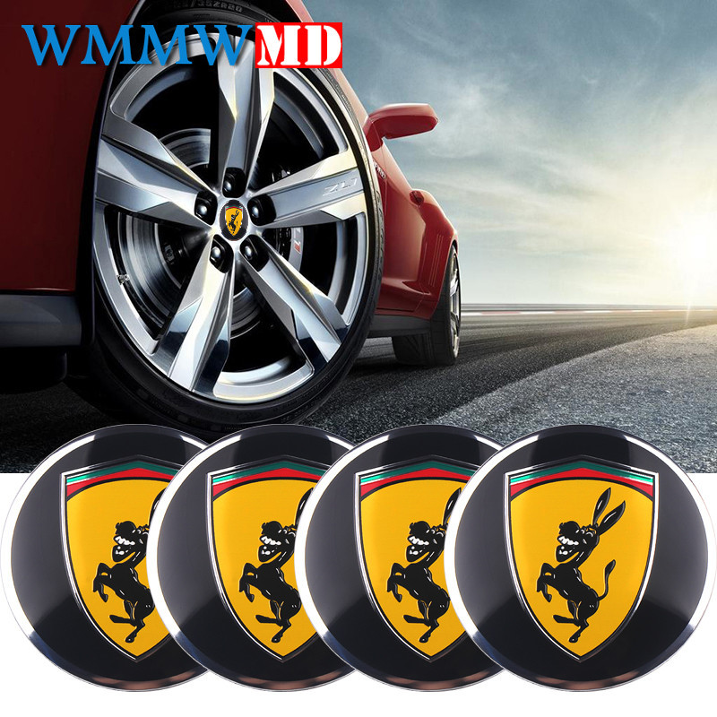 56mm 4pack 3d Metall Åsna Emblem Bricka Bil Hjul Nav Caps Sticker Dekoration För Ferrari Bmw Audi Nissan Vadställe