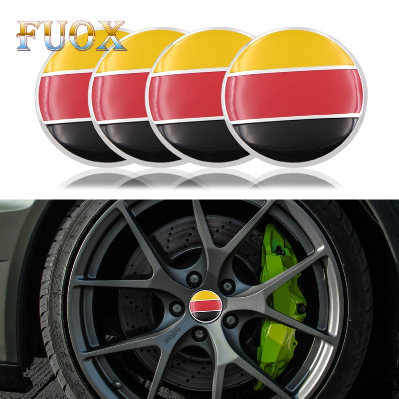 4pack Massa 56mm Tysk Flagga Legering Bil Hjul Centrum Nav Caps Sticker Emblem För Volkswagen Audi Bmw Mercedes