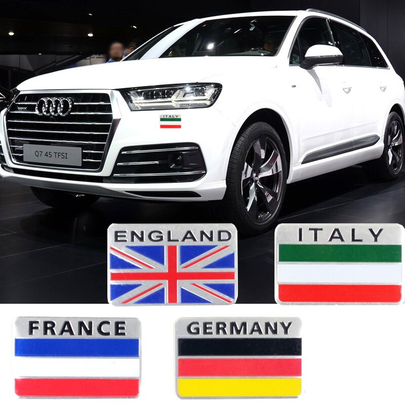 3d Bil Trunk Bricka England Italien Frankrike Tyskland Emblem Sticker Metall Aluminium Dekal Logotyp För Bmw Mini