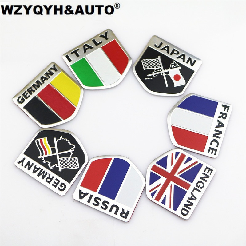 3d Aluminium Bil Flagga Sticker Tillbehör För Vw Mazda Mitsubishi Audi Hyundai Opel Skoda Vadställe Lada Renault