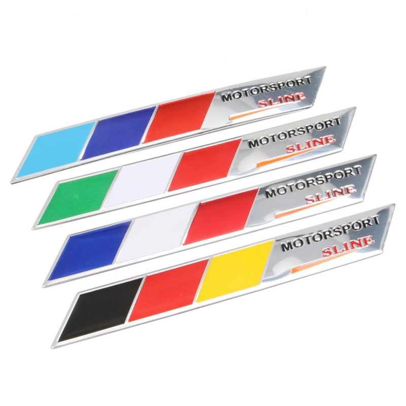 Aluminium Tyskland Italien Frankrike Flagga Bil Sticker Motorsport S Linje Emblem Bricka Sticker Bil Styling För