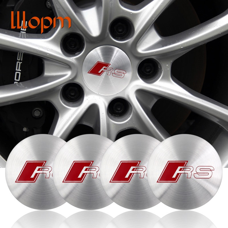 4pack 56mm Bil Sticker Bil Emblem Hjul Centrum Nav Keps Harts Bricka Hjul Dekal Sticker För Audi Rs A3 A4 A5 A6