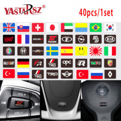 40pcs 1set Styrning Hjul 3d Bil Sticker Nationell Flaggor Emblem Dekal Dekorera För Bmw Audi Toyota Vadställe