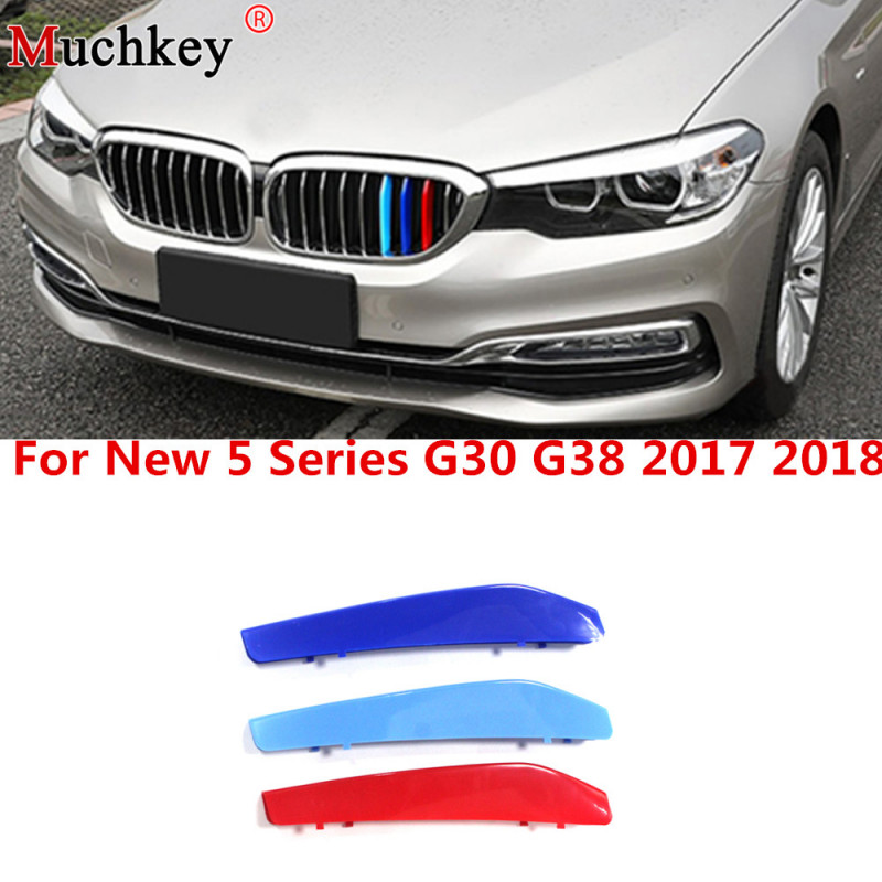 3d M Bil Främre Grill Trimma Strips Grill Omslag Sticker För Bmw 5 Serier G30 G31 G38 530i 540i 520d 530d 9 Galler