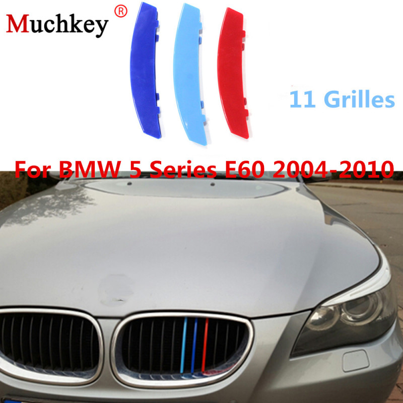 3d M Bil Främre Grill Trimma Strips Grill Omslag Sticker För Bmw 2004 Till 2010 5 Serier E60 525i 528i 530i 535i