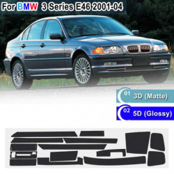 18 St Rhd 5d Glansig 3d Matte Kol Fiber Mönster Interiör Sticker Vinyl Dekal Trimma För Bmw 3 Serier E46 20012004