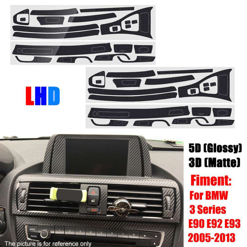 Lhd Rhd Centrum Trösta Trimma För Bmw 3 Serier E90 E92 E93 200513 Sticker 3d Matte 5d Glansig Kol Fiber Interiör