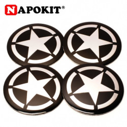 4pack 56mm Metall Pentagram Tecken Bil Hjul Centrum Nav Caps Omslag Fälg Sticker Emblem Bricka För Bmw Audi Jeep