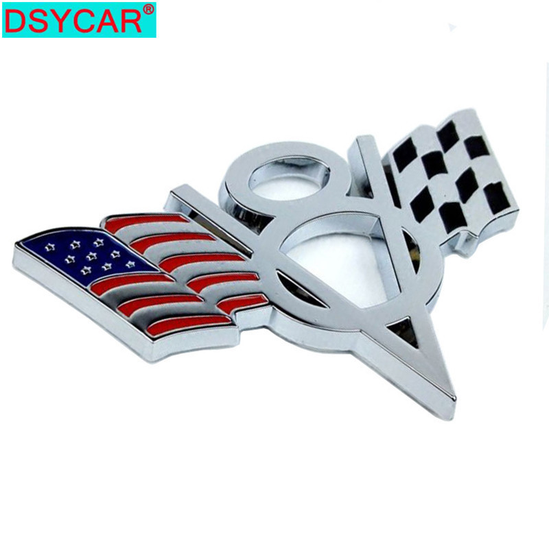 Dsycar 3d Metall V8 Oss Flagga Moto Bil Sticker Logotyp Emblem Bricka Bil Styling För Fiat Bmw Vadställe Lada