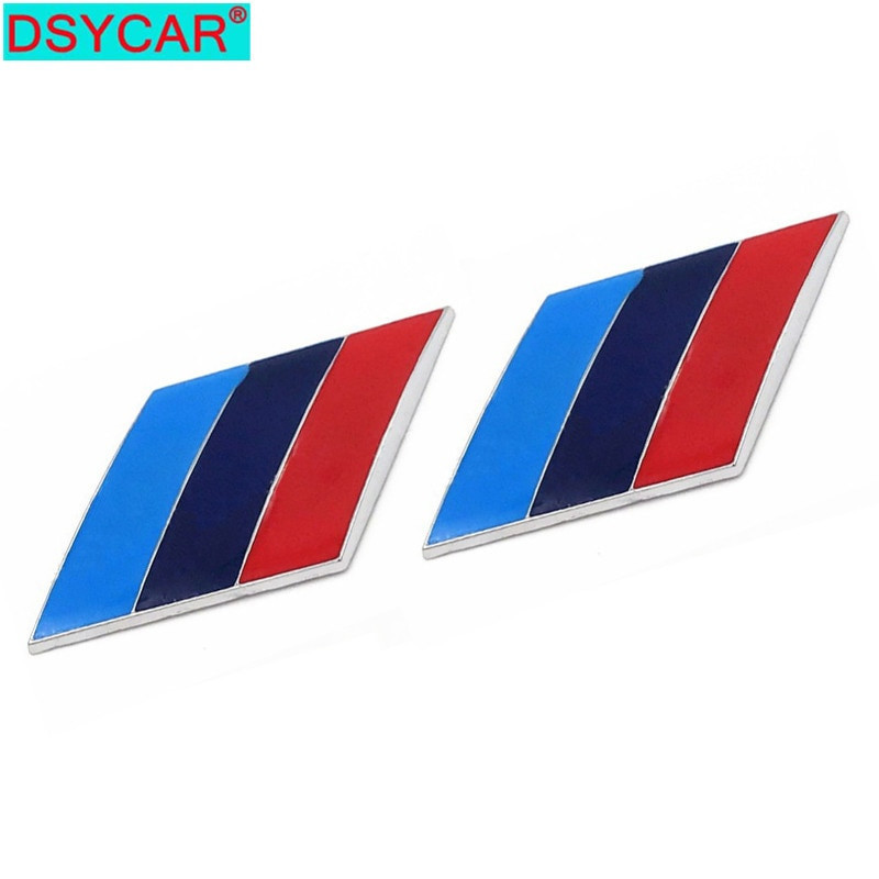 Dsycar 2pcs Par 3d Metall Tricolor Bil Kropp Sida Fender Bak Trunk Emblem Bricka För Allt Modeller Bmw X1 X3 X5