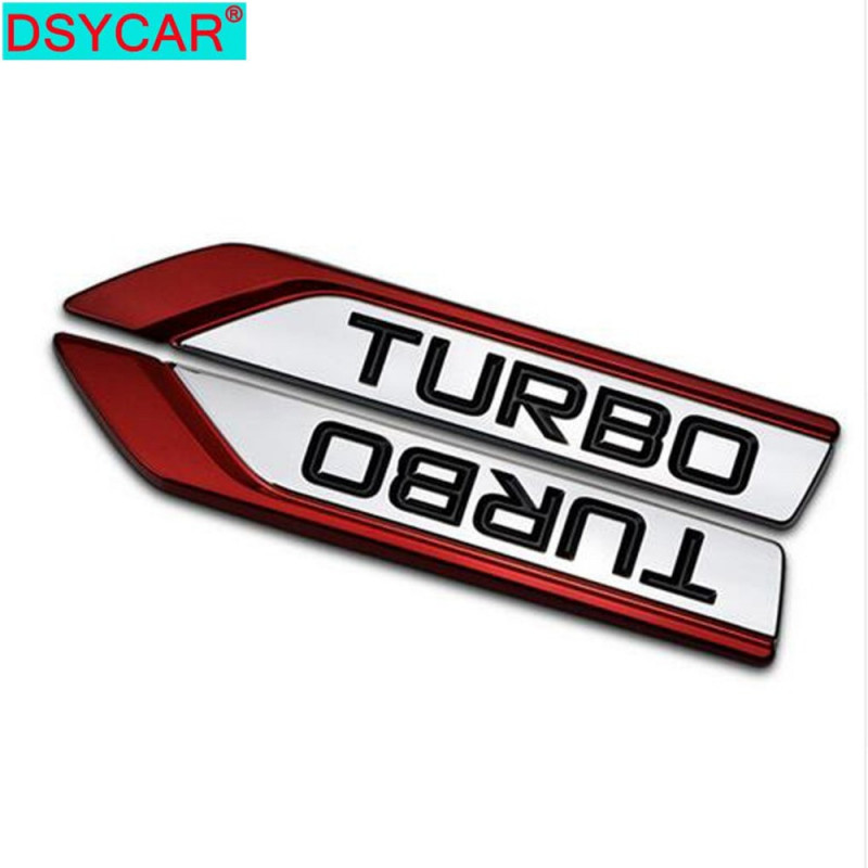 Dsycar 1 Par 3d Metall Turbo Bil Sticker Emblem Bricka För Jeep Bmw Vadställe Lifan Nissan Mazda Audi Vw Honda