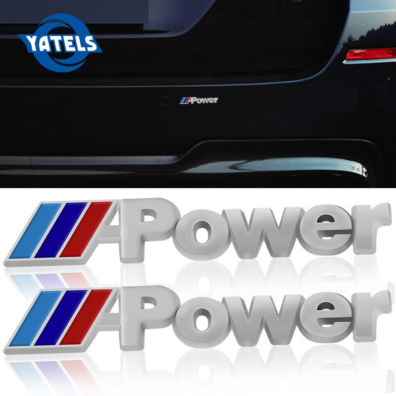 2x Bil Sticker Vinge Sida Emblem Bricka Bak Trunk Logotyp Dekal För Bmw M Kraft 1 3 4 5 6 7 M3 M5 M6 E46 E39 E60