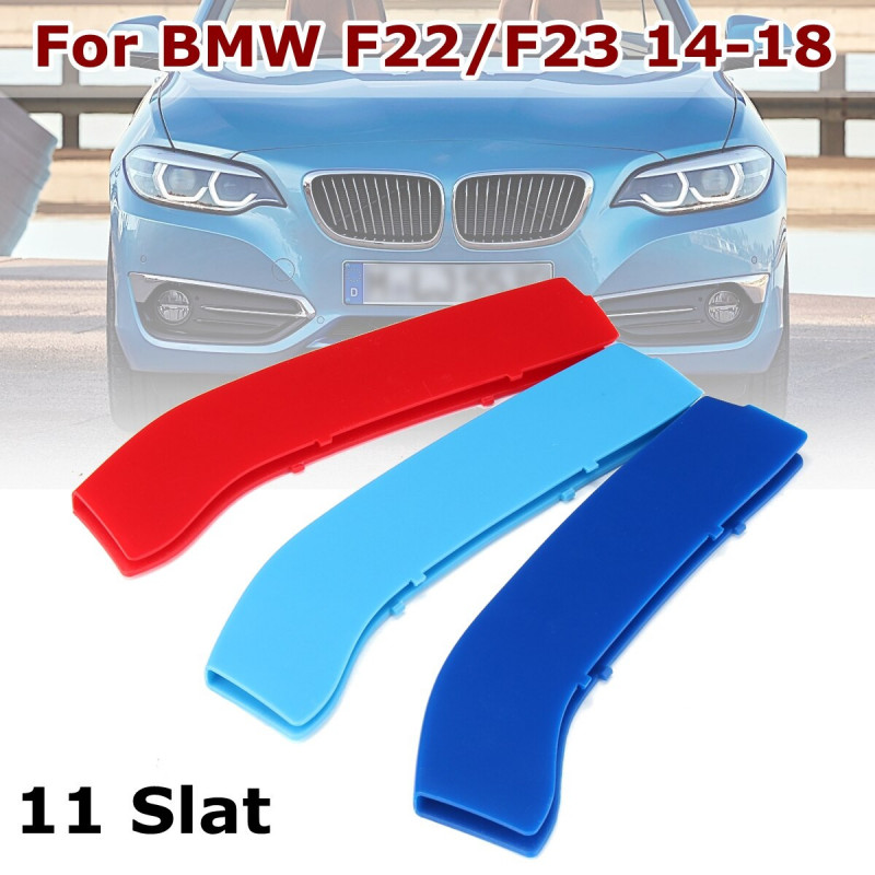 3pcs För Bmw F22 F23 2014 3d Mcolor Bil Grill Trimma Spänne Clips Bil Främre Stötfångare Grill Sport Strips