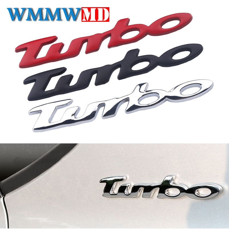 3d Metall Turbo Brev Bil Silver Motor Bak Trunk Emblem Bricka Dekal Sticker För Audi Bmw Vadställe Skoda Bil