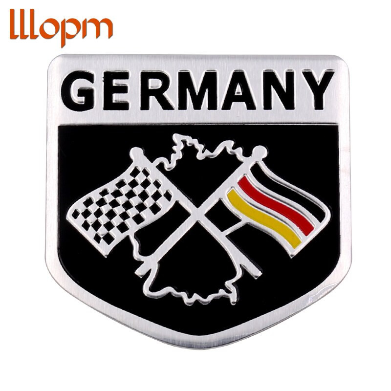 1 St 3d Metall Aluminium Bil Emblem Tyskland Tysk Flagga Emblem Grill Bricka Dekal Sticker Tävlings Motorsports