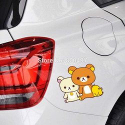 Est Bil Sticker Tecknad Serie Björn Rilakkuma Kyckling Kombination Bil Omslag För Tesla Toyota Volkswagen Chevrolet