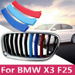 3pcs 3d Bil Främre Grill Trimma Remsa Omslag Sticker Spänne Dekoration För Bmw X3 F25 2011 2012 2013 2014 2015