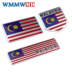 3d Bil Styling Min Flagga Aluminium Legering Bricka Emblem Malaysia Flagga Sticker För Perodua Proton Toyota Honda