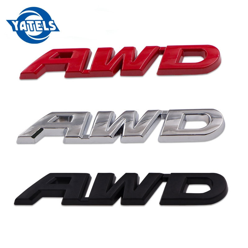 3d Bil Styling Krom Metall Sticker Awd Emblem 4wd Bricka Logotyp Svans Fender Dekal För Toyota Impreza Honda 4x4