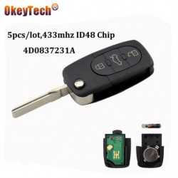 Okeytech 5pcs Massa 3 Knapp Flip Hopfällbar 433mhz Id48 Chip Hu66 Avlägsen Nyckel För Audi Gammal Modeller 4d0837231a