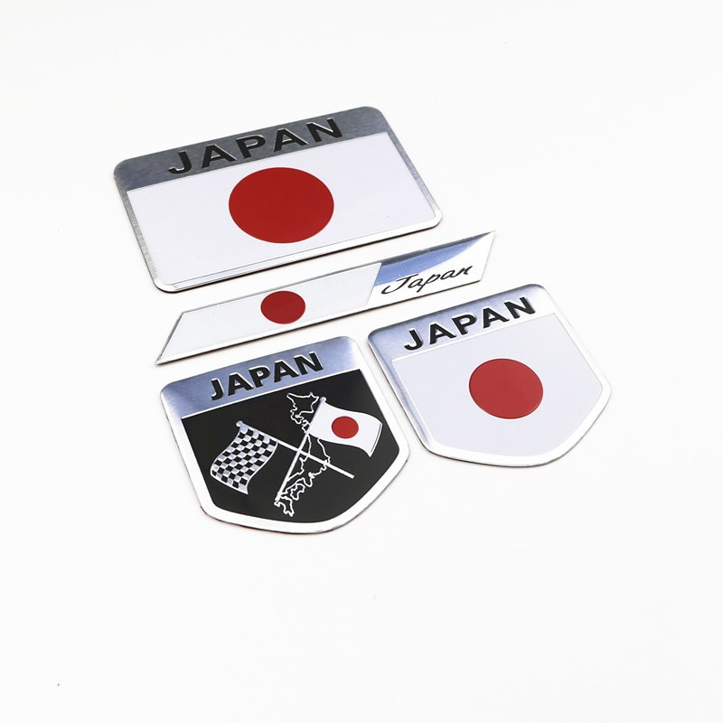 Metall Japansk Flagga Emblem Bricka Japan Bil Sticker Dekaler Tillbehör För Toyoto Honda Nissan Mazda Lexus Mitsubishi