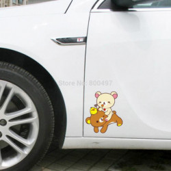 Est Bil Omslag Tecknad Serie Björn Rilakkuma Spelar Bil Klistermärken För Tesla Toyota Volkswagen Chevrolet