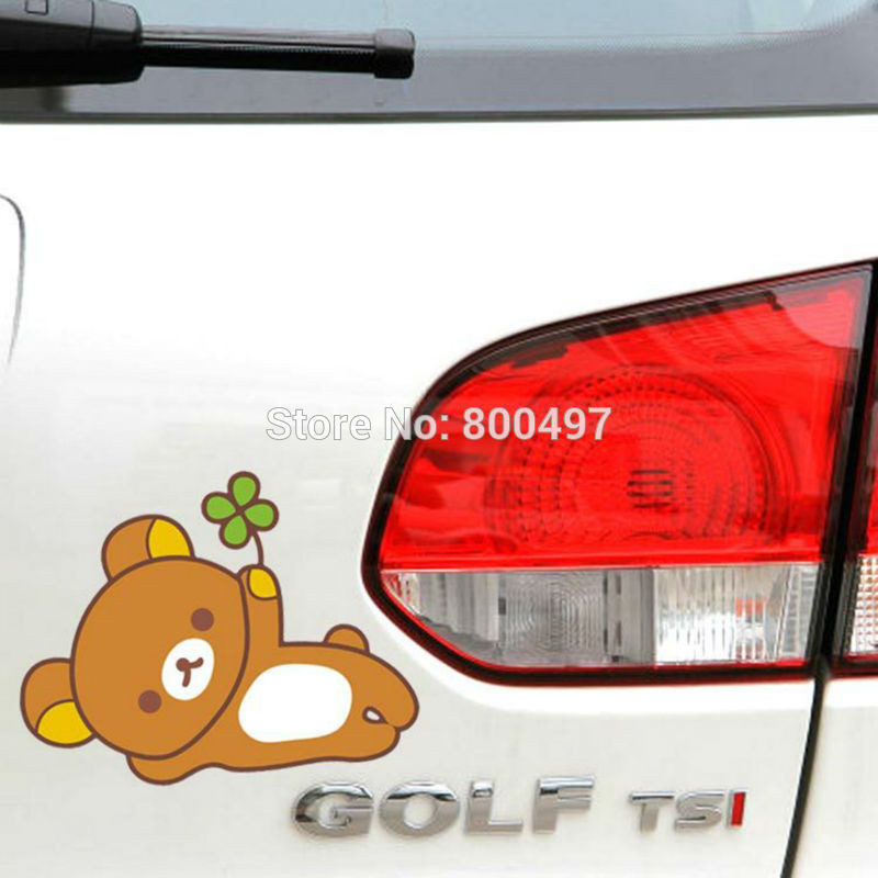 Est Härlig Bil Omslag Tecknad Serie Björn Rilakkuma Fyra Löv Klöver Bil Sticker Bil Dekal För Toyota Chevrolet