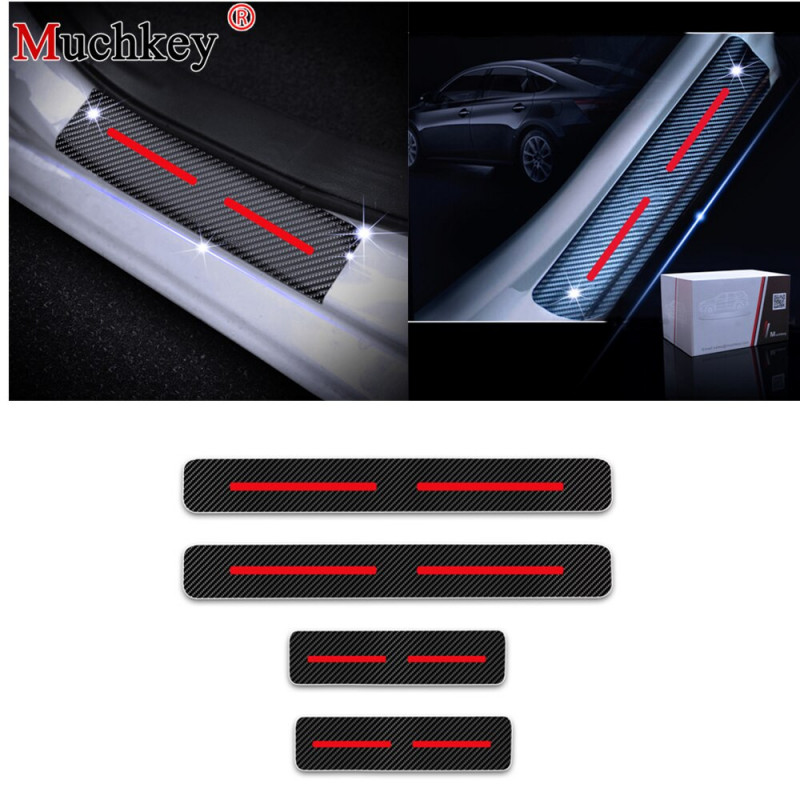 För Honda Passa Kol Fiber Sticker Bil Dörr Tröskel Beskyddare Skava Tallrik Bil Tillbehör Klistermärken 4pack