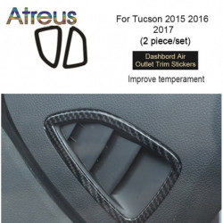 Atreus 2pcs Bil 3d Kol Fiber Trimma Bil Klistermärken För Hyundai Tucson 2015 Instrumentbräda Luft Utlopp Covers