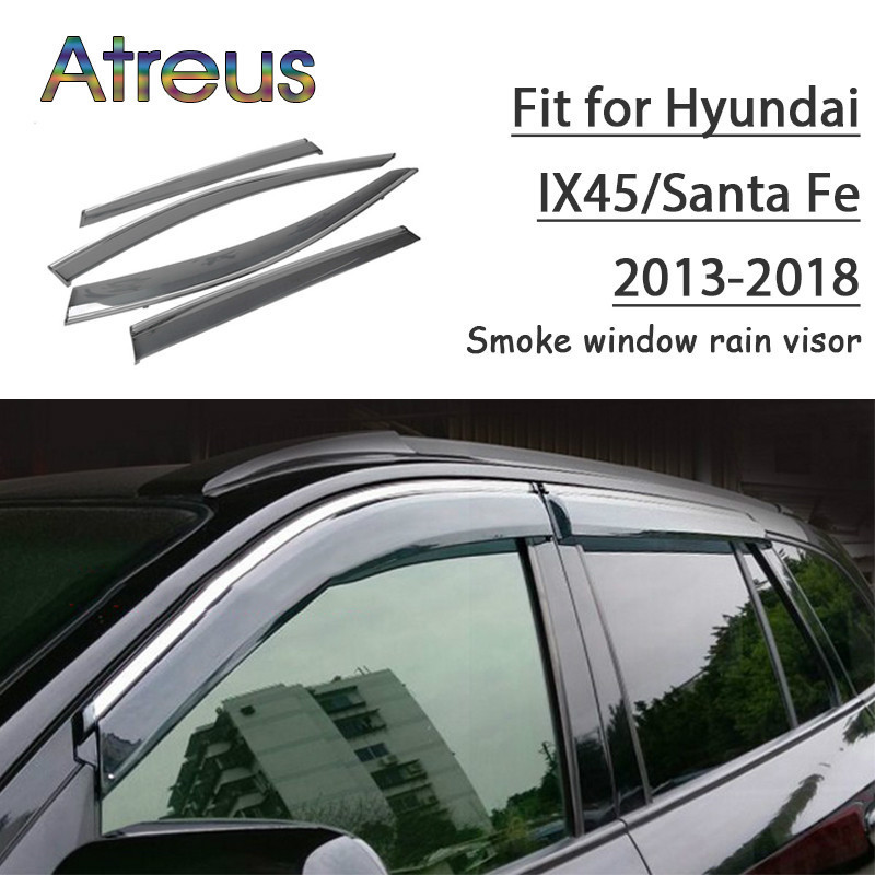 Atreus 1set Magmuskler Regn Rök Fönster Visir Bil Vind Deflektor För Hyundai Ix45 Santa Fe 2013 2014 2015 Tillbehör